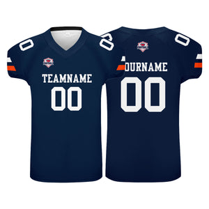 Camiseta de fútbol personalizada con nombre y número del equipo impresos-color azul marino