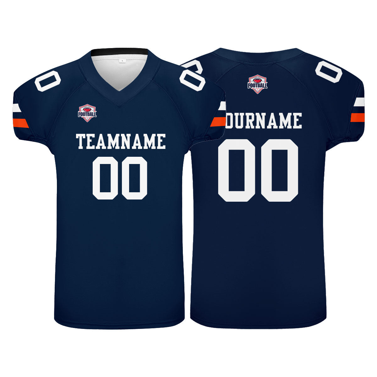 Camiseta de fútbol personalizada con nombre y número del equipo impresos-color azul marino
