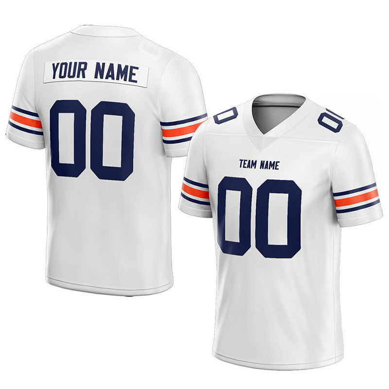 customized  authentic football jersey white-navy-orange mesh