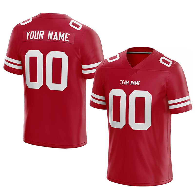 custom authentic football jersey red-white mesh