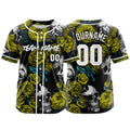 Camiseta de béisbol personalizada para hombres mujeres ni?os y jóvenes con bordado y estampado de calavera rosa y amarillo