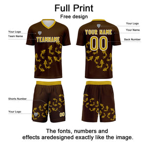 Conjunto personalizado de camiseta de fútbol marrón para niños y adultos