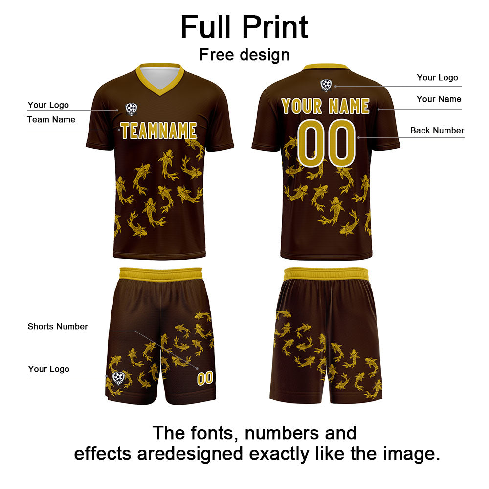 Conjunto personalizado de camiseta de fútbol marrón para niños y adultos