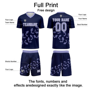 Conjunto personalizado de camiseta de fútbol color morado oscuro para niños y adultos