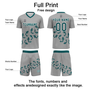 Conjunto personalizado de camiseta de fútbol gris para niños y adultos