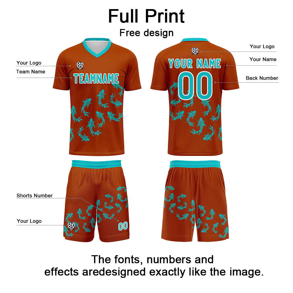 Conjunto personalizado de camiseta de fútbol naranja para niños y adultos