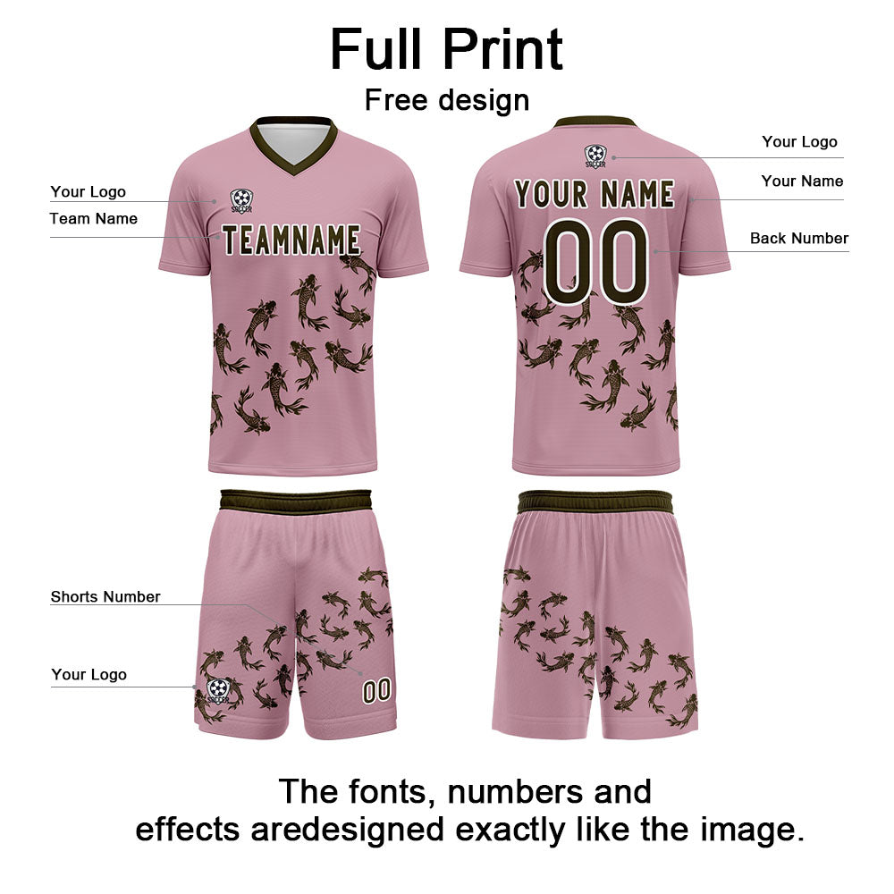 Conjunto personalizado de camiseta de fútbol rosa para niños y adultos