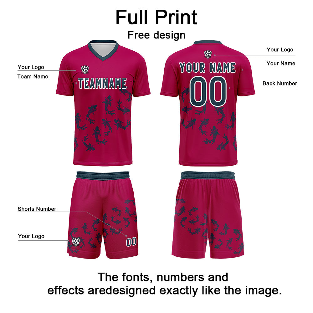 Conjunto personalizado de camiseta de fútbol rosa para niños y adultos