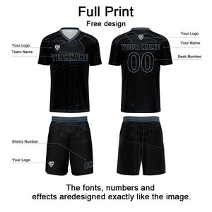 Conjunto personalizado de camiseta de fútbol Black Haze Blue para niños y adultos