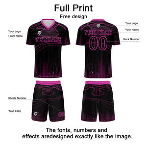 Conjunto personalizado de camiseta de fútbol Black Rose Purple para niños y adultos