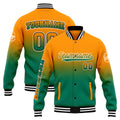 Chaqueta universitaria personalizada estilo Letterman para hombres-mujeres y jóvenes-color naranja y verde