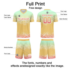 Camiseta de uniforme de fútbol personalizada amarilla y verde menta para niños y adultos Conjunto personalizado de camiseta