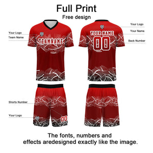 Conjunto personalizado de camiseta de fútbol roja para niños y adultos