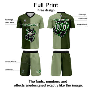 Conjunto personalizado de camiseta de fútbol verde para niños y adultos