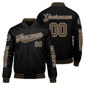 Chaquetas universitarias personalizadas en negro y marrón para hombres & mujeres y jóvenes & Chaquetas Letterman personalizadas