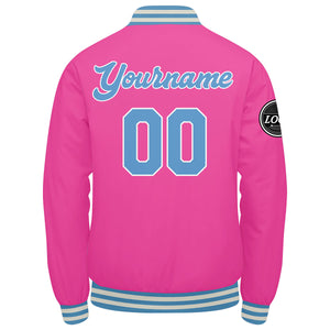 Chaqueta universitaria personalizada estilo Letterman para hombres-mujeres y jóvenes-color rosa y azul claro