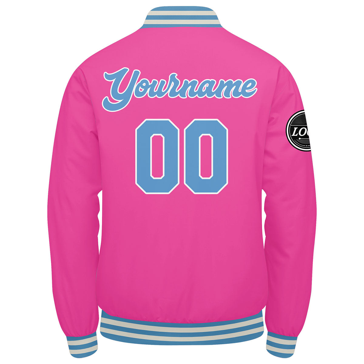 Chaqueta universitaria personalizada estilo Letterman para hombres-mujeres y jóvenes-color rosa y azul claro