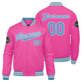 Chaqueta universitaria personalizada estilo Letterman para hombres-mujeres y jóvenes-color rosa y azul claro