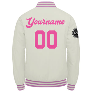 Chaqueta universitaria personalizada estilo Letterman para hombres & mujeres y jóvenes & color crema y rosa