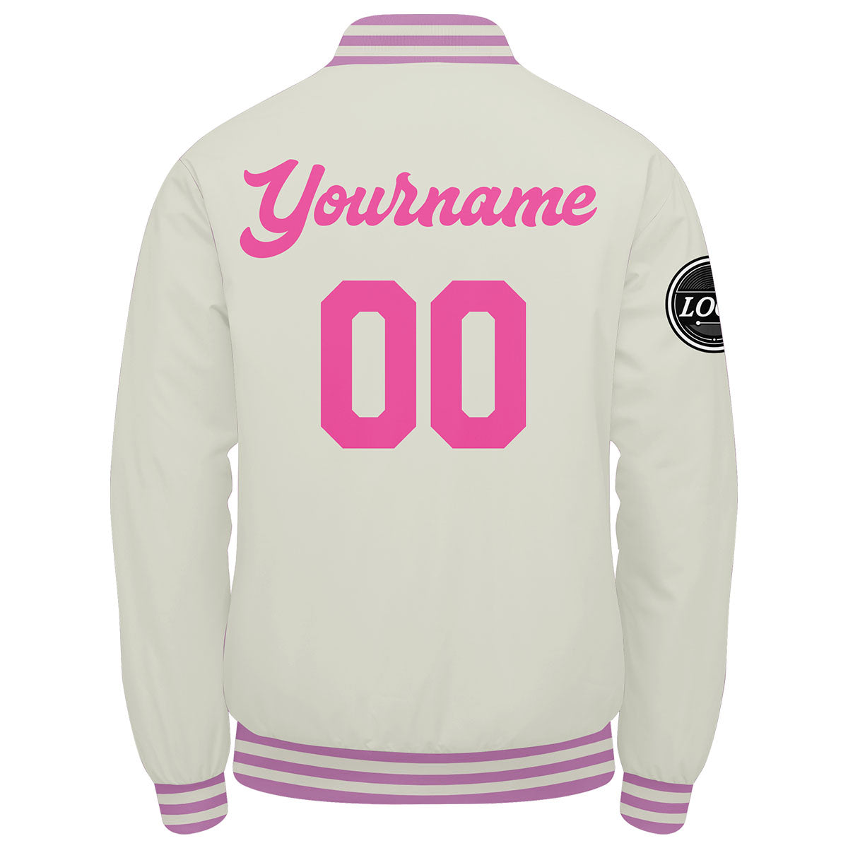 Chaqueta universitaria personalizada estilo Letterman para hombres & mujeres y jóvenes & color crema y rosa
