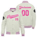 Chaqueta universitaria personalizada estilo Letterman para hombres & mujeres y jóvenes & color crema y rosa