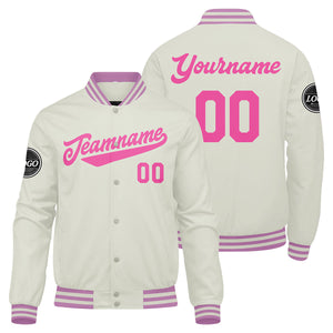 Chaqueta universitaria personalizada estilo Letterman para hombres & mujeres y jóvenes & color crema y rosa