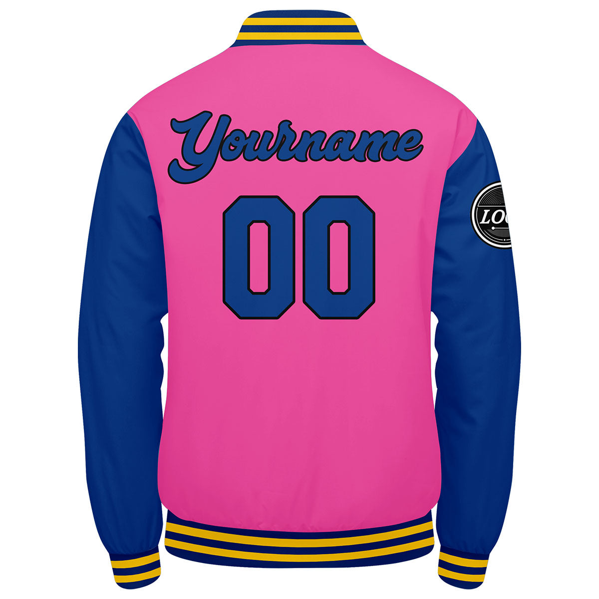 Chaqueta universitaria personalizada estilo Letterman para hombres-mujeres y jóvenes-color rosa y amarillo real