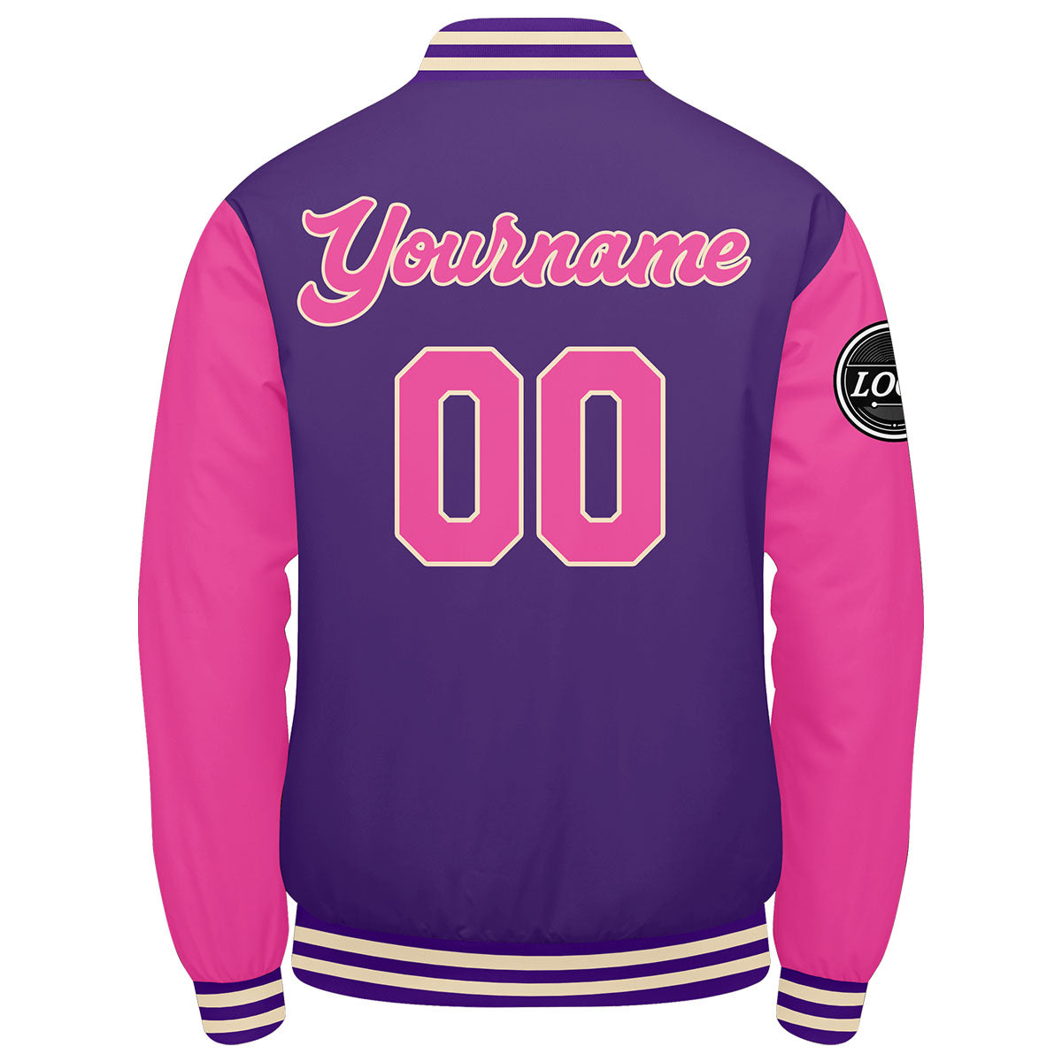 Chaqueta universitaria personalizada estilo Letterman para hombres-mujeres y jóvenes-color morado y rosa