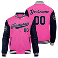 Chaqueta universitaria personalizada estilo Letterman para hombres-mujeres y jóvenes-color rosa y azul marino