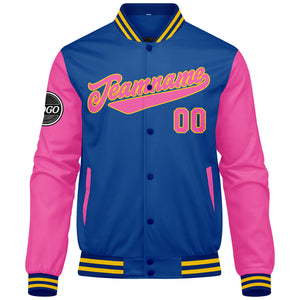 Chaqueta universitaria personalizada estilo Letterman para hombres-mujeres y jóvenes-color rosa real
