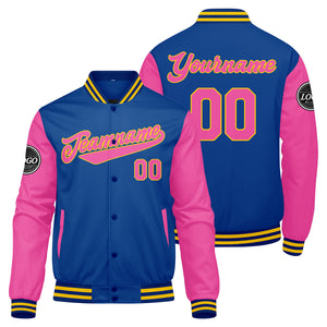 Chaqueta universitaria personalizada estilo Letterman para hombres-mujeres y jóvenes-color rosa real