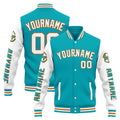 Chaqueta universitaria personalizada estilo Letterman para hombres-mujeres y jóvenes-color verde azulado y blanco