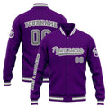 Chaqueta universitaria personalizada estilo Letterman para hombres-mujeres y jóvenes-color morado y gris