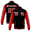 Chaqueta universitaria personalizada estilo Letterman para hombres-mujeres y jóvenes-color negro y rojo