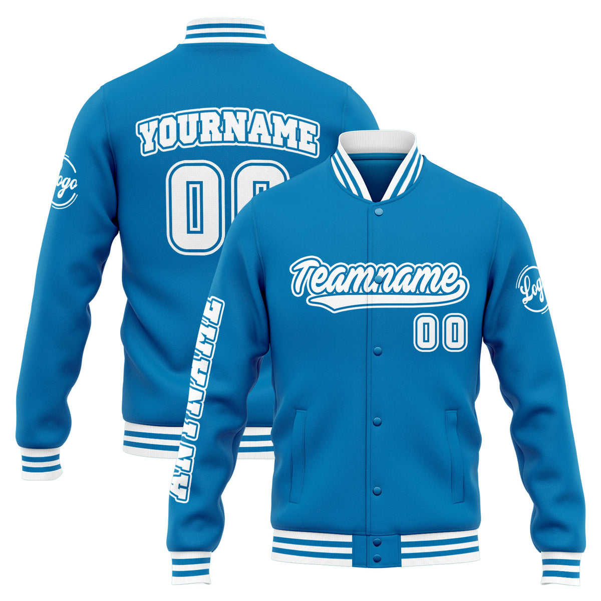 Chaqueta universitaria personalizada estilo Letterman para hombres-mujeres y jóvenes-color azul