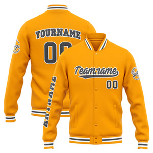 Chaqueta universitaria personalizada estilo Letterman para hombres-mujeres y jóvenes-color amarillo y gris