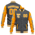 Chaqueta universitaria personalizada estilo Letterman para hombres-mujeres y jóvenes-color gris y amarillo