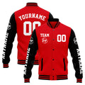 Chaqueta universitaria personalizada estilo Letterman para hombres-mujeres y jóvenes-color rojo y negro