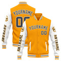 Chaqueta universitaria personalizada estilo Letterman para hombres-mujeres y jóvenes-color amarillo y blanco