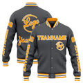 Chaqueta universitaria personalizada estilo Letterman para hombres-mujeres y jóvenes-color gris y amarillo