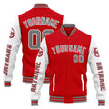 Chaqueta universitaria personalizada estilo Letterman para hombres-mujeres y jóvenes-color rojo y blanco
