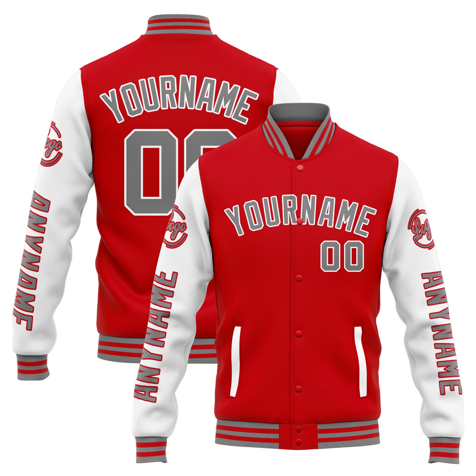 Chaqueta universitaria personalizada estilo Letterman para hombres-mujeres y jóvenes-color rojo y blanco