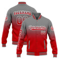 Chaqueta universitaria personalizada estilo Letterman para hombres-mujeres y jóvenes-color gris degradado rojo