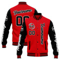 Chaqueta universitaria personalizada estilo Letterman para hombres-mujeres y jóvenes-color rojo y negro