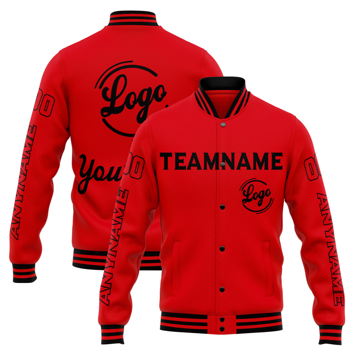 Chaqueta universitaria personalizada estilo Letterman para hombres-mujeres y jóvenes-color rojo y negro