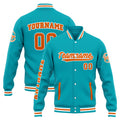 Chaqueta universitaria personalizada estilo Letterman para hombres-mujeres y jóvenes-color verde azulado y naranja