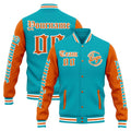 Chaqueta universitaria personalizada estilo Letterman para hombres-mujeres y jóvenes-color verde azulado y naranja
