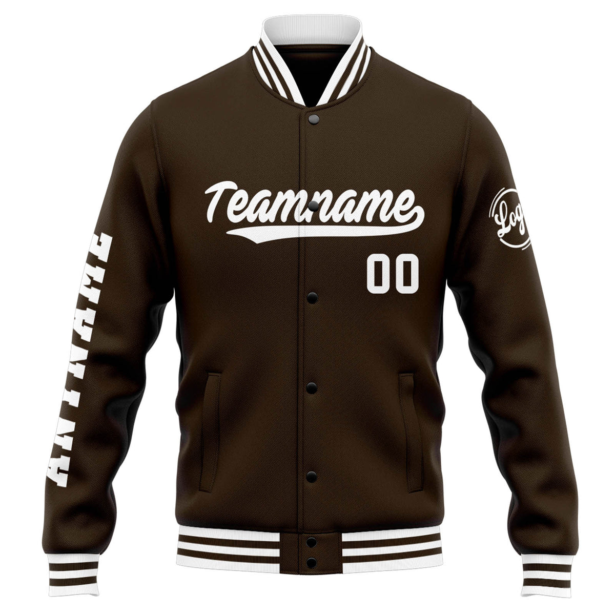 Chaqueta universitaria personalizada estilo Letterman para hombres-mujeres y jóvenes-color marrón y blanco