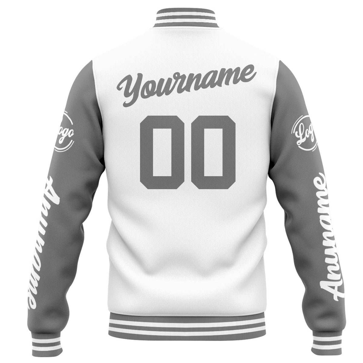 Chaqueta universitaria personalizada estilo Letterman para hombres-mujeres y jóvenes-color blanco y gris