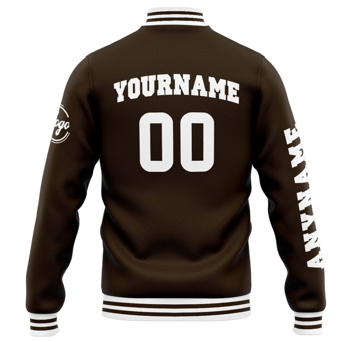 Chaqueta universitaria personalizada estilo Letterman para hombres-mujeres y jóvenes-color marrón y blanco